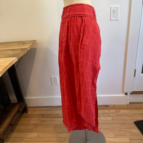 046 Free People Lunar Cove Wide-Leg Pants in Red Combo Size Medium - Picture 7 of 8